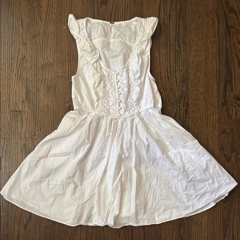 Free People White Sleeveless Ruffle Dress